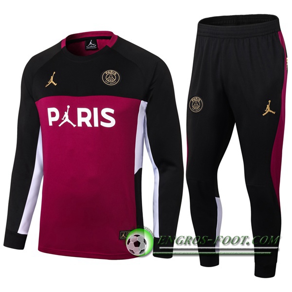 Ensemble Survetement de Foot Jordan PSG Noir/Rouge 2020/2021