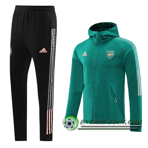 Ensemble Veste A Capuche Survetement Arsenal Vert 2020/2021