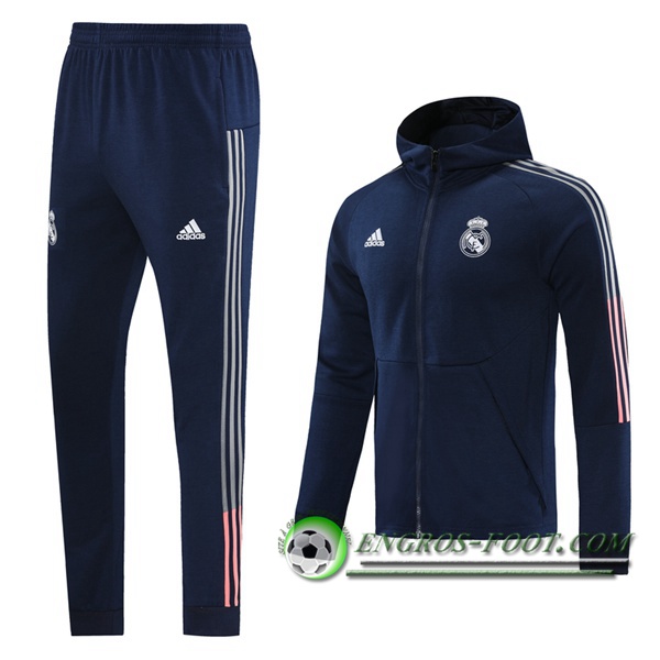 Ensemble Veste A Capuche Survetement Real Madrid Bleu Marin 2020/2021