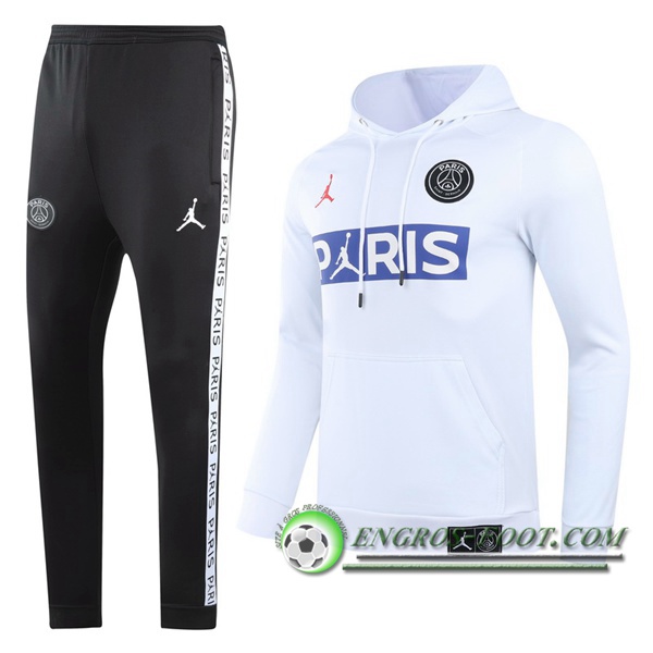 Ensemble Veste A Capuche Survetement Jordan PSG Blanc 2020/2021