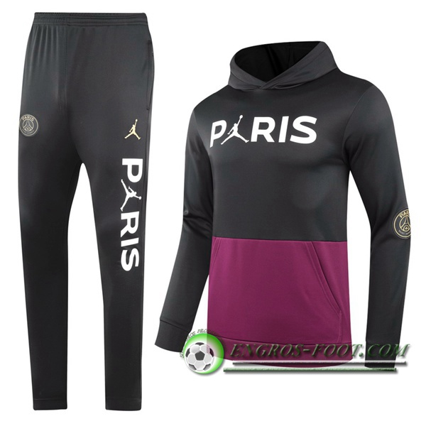 Ensemble Veste A Capuche Survetement Jordan PSG Noir/Violet 2020/2021