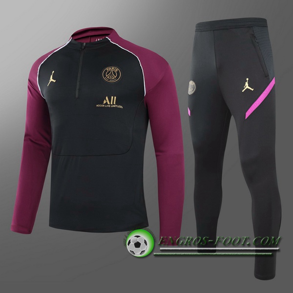 Ensemble Survetement de Foot Jordan PSG Enfant Noir/Violet 2020/2021