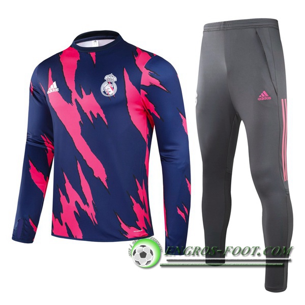 Ensemble Survetement de Foot Real Madrid Enfant Noir/Rose 2020/2021