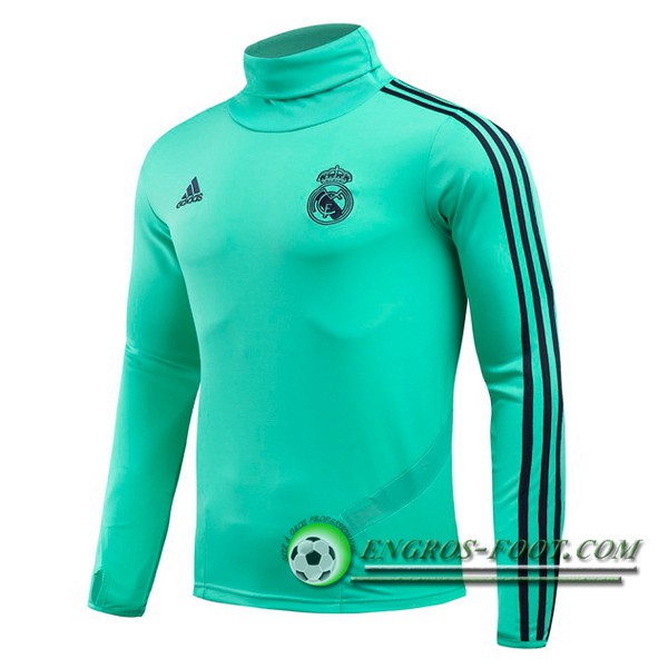 Engros-foot: Sweatshirt Training Real Madrid Vert Col Haut 2019/2020 Thailande