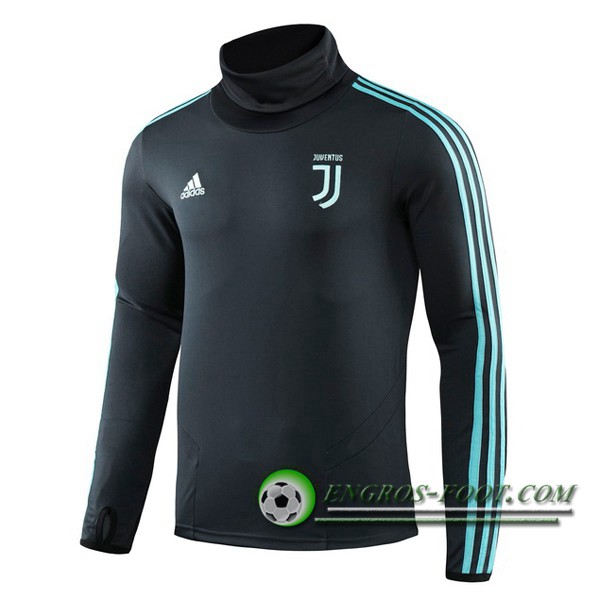 Engros-foot: Sweatshirt Training Juventus Cyan Col Haut 2019/2020 Thailande