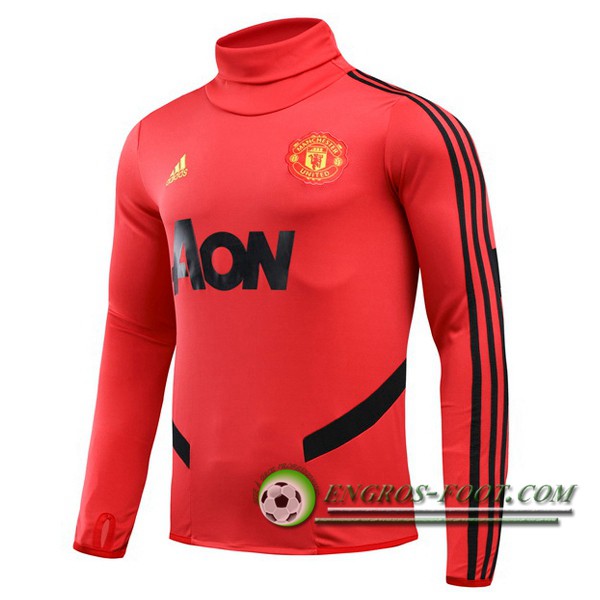 Engros-foot: Sweatshirt Training Manchester United Rouge Col Haut 2019/2020 Thailande