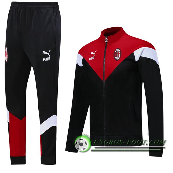 Ensemble Survetement Foot - Veste AC Milan Noir Rouge 2019/2020