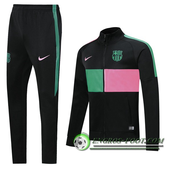 Ensemble Survetement Foot - Veste FC Barcelone Noir Vert Rose 2019/2020