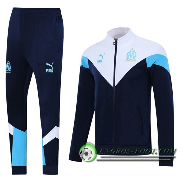 Ensemble Survetement Foot - Veste Marseille OM Bleu Royal Blanc 2019/2020