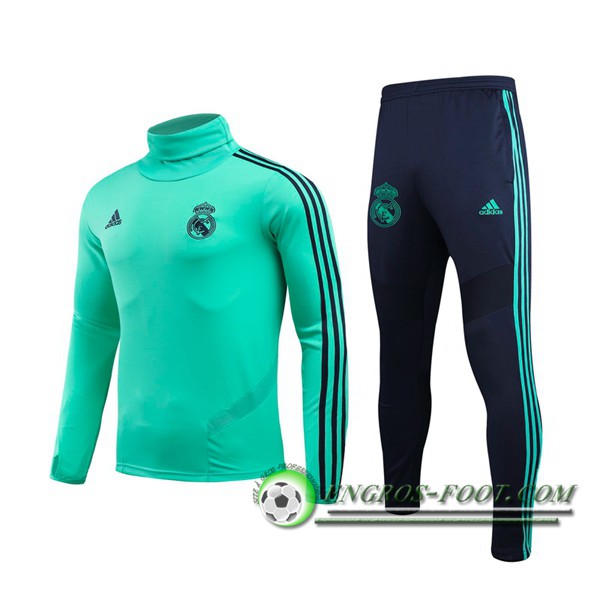 Ensemble Survetement Foot Real Madrid Vert Col Haut 2019/2020