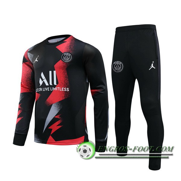 Ensemble Survetement Foot Pairis PSG Jordan Noir Rouge 2019/2020