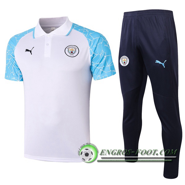 Ensemble Polo Manchester City + Pantalon Blanc 2020/2021