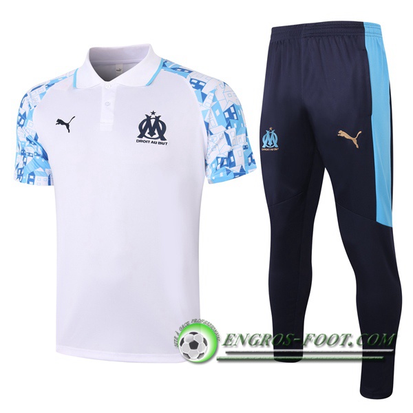 Ensemble Polo Marseille OM + Pantalon Blanc 2020/2021