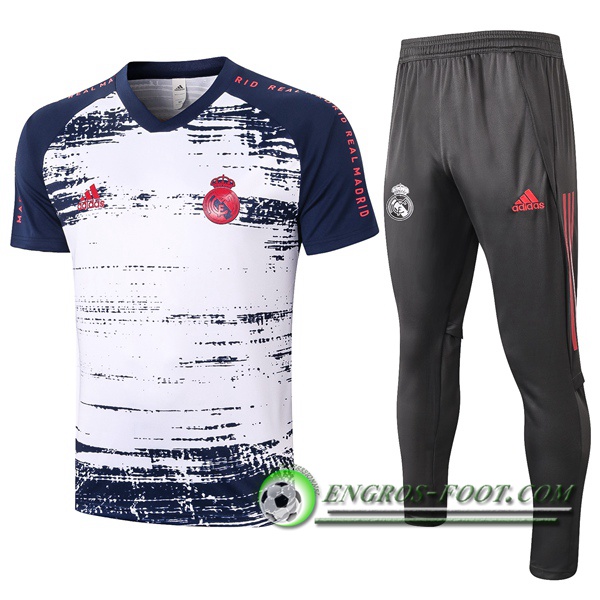 Ensemble Training T-Shirts Real Madrid + Pantalon Bleu 2020/2021