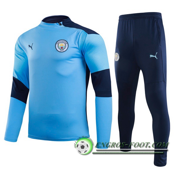 Ensemble Survetement de Foot Manchester City Bleu 2020/2021