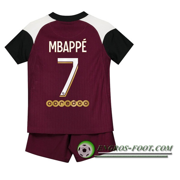 Engros-foot: Jeu Maillot de Foot PSG (Mbappé 7) Enfants Third 2020/2021 Thailande