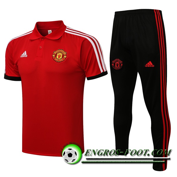 Ensemble Polo Manchester United + Pantalon Rouge/Blanc 2021/2022