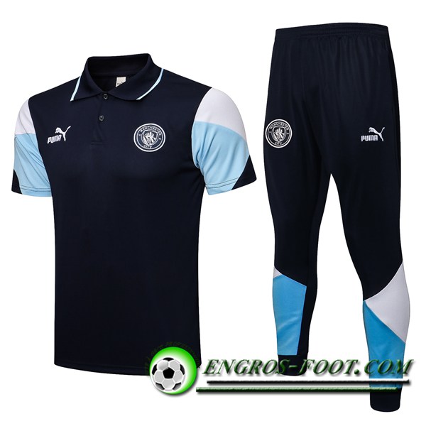 Ensemble Polo Manchester City + Pantalon Noir/Bleu 2021/2022