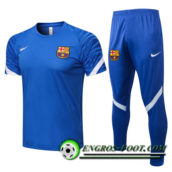 Ensemble Training T-Shirts FC Barcelone + Pantalon Bleu/Blanc 2021/2022