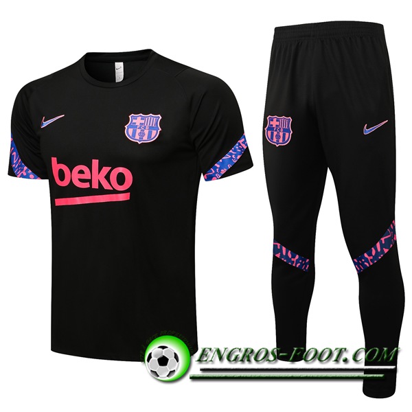 Ensemble Training T-Shirts FC Barcelone + Pantalon Noir/Pourpre 2021/2022