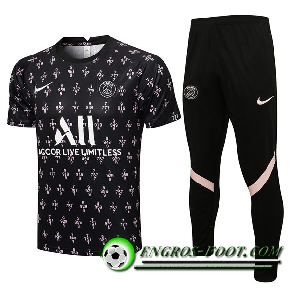 Ensemble Training T-Shirts Jordan PSG + Pantalon Noir/Blanc 2021/2022