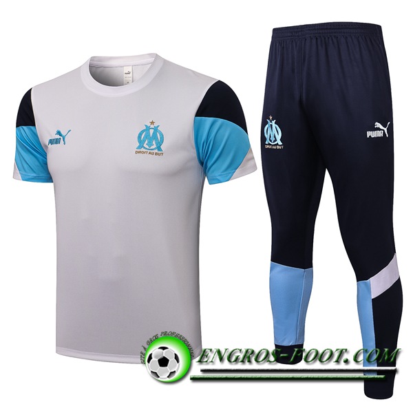 Ensemble Training T-Shirts Marseille OM + Pantalon Bleu/Noir/Blanc 2021/2022