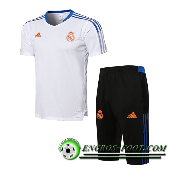 Ensemble Training T-Shirts Real Madrid + Short Blanc/Bleu 2021/2022