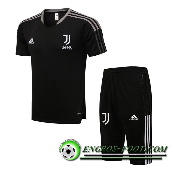 Ensemble Training T-Shirts Juventus + Short Noir/Blanc 2021/2022