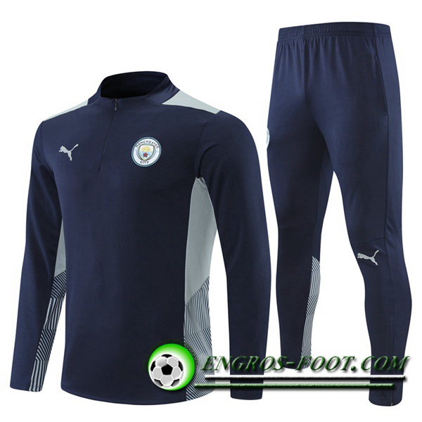 Ensemble Survetement de Foot Manchester City Bleu Marin/Gris 2021/2022