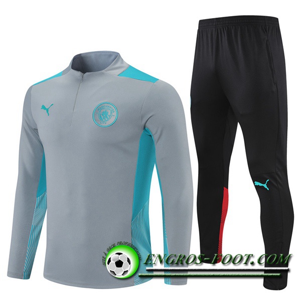 Ensemble Survetement de Foot Manchester City Bleu/Gris 2021/2022