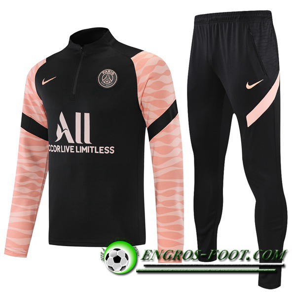 Ensemble Survetement de Foot Jordan PSG Noir/Rose 2021/2022 -01