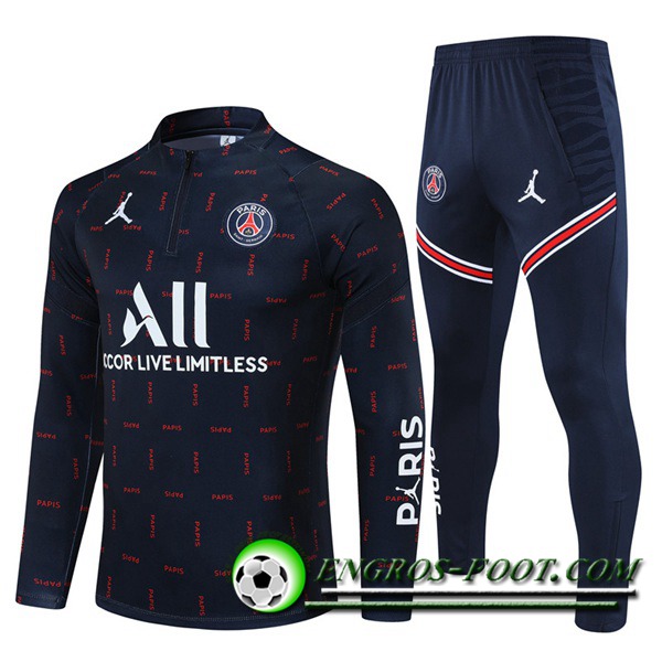 Ensemble Survetement de Foot Jordan PSG Bleu Marin/Blanc 2021/2022