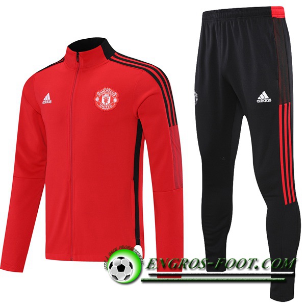 Ensemble Survetement de Foot - Veste Manchester United Rouge/Noir 2021/2022