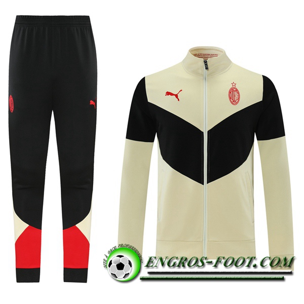 Ensemble Survetement de Foot - Veste AC Milan Jaune/Noir 2021/2022