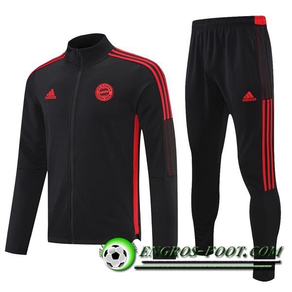 Ensemble Survetement de Foot - Veste Bayern Munich Rouge/Noir 2021/2022