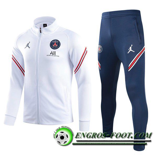 Ensemble Survetement de Foot - Veste Jordan PSG Blanc 2021/2022 -3