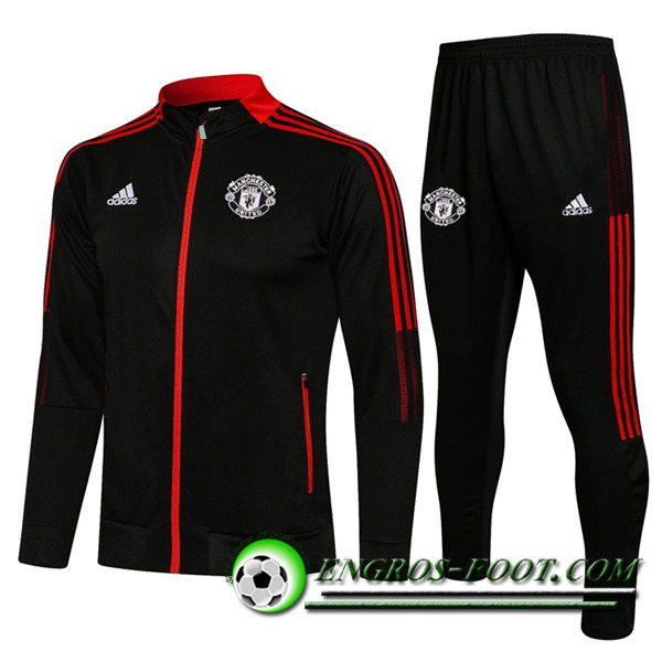 Ensemble Survetement de Foot - Veste Manchester United Noir/Rouge 2021/2022