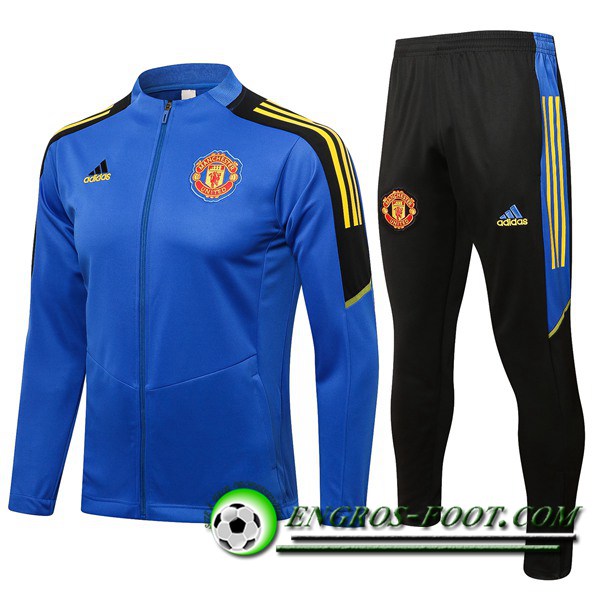 Ensemble Survetement de Foot - Veste Manchester United Bleu/Noir 2021/2022