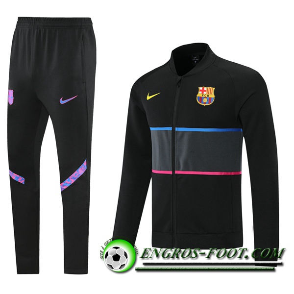 Ensemble Survetement de Foot - Veste FC Barcelone Bleu/Noir/Rose 2021/2022