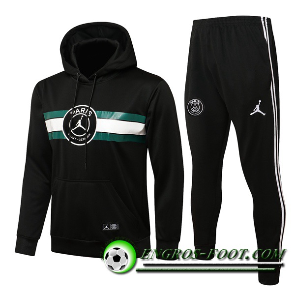 Ensemble Veste A Capuche Survetement Foot Jordan PSG Noir/Vert/Blanc 2021/2022