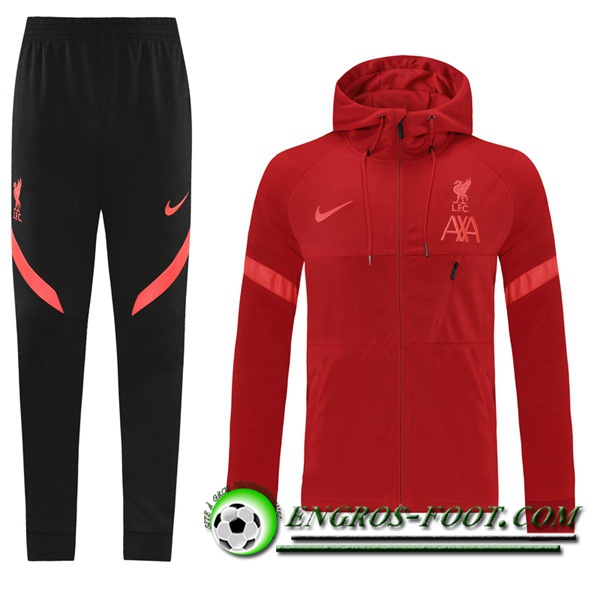 Ensemble Veste A Capuche Survetement - Veste FC Liverpool Rouge 2021/2022