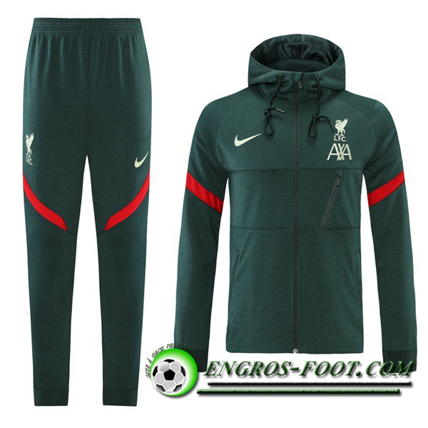 Ensemble Veste A Capuche Survetement - Veste FC Liverpool Vert 2021/2022