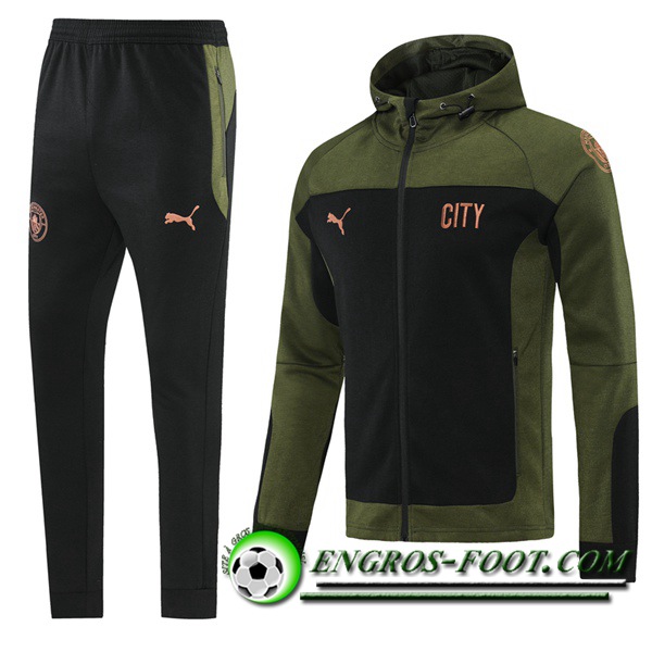 Ensemble Veste A Capuche Survetement - Veste Manchester City Vert/Noir 2021/2022