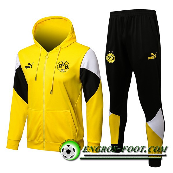 Ensemble Veste A Capuche Survetement - Veste Dortmund BVB Jaune/Blanc 2021/2022