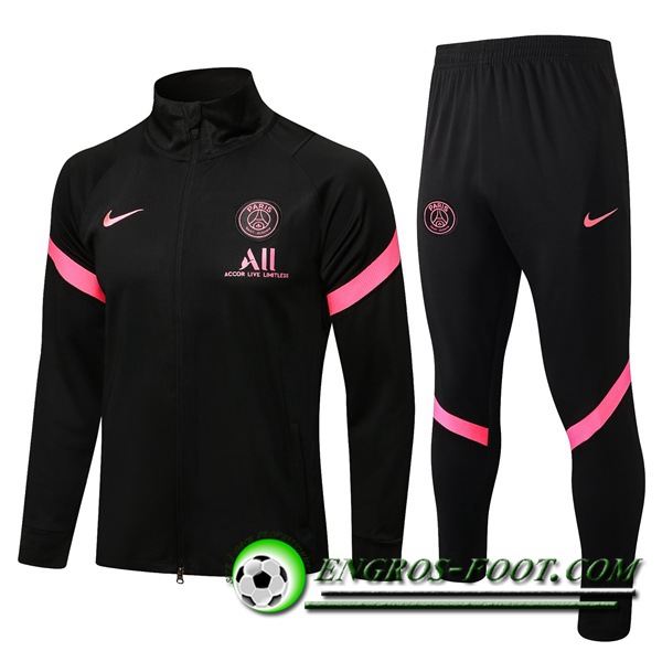 Ensemble Survetement de Foot - Veste Jordan PSG Noir/Rose 2021/2022 -1