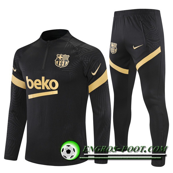 Ensemble Survetement de Foot FC Barcelone Enfant Noir/Jaune 2021/2022