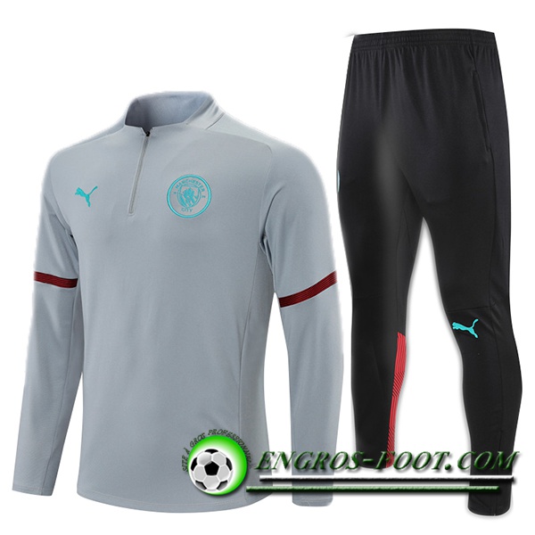 Ensemble Survetement de Foot Manchester City Enfant Bleu Marin/Gris 2021/2022