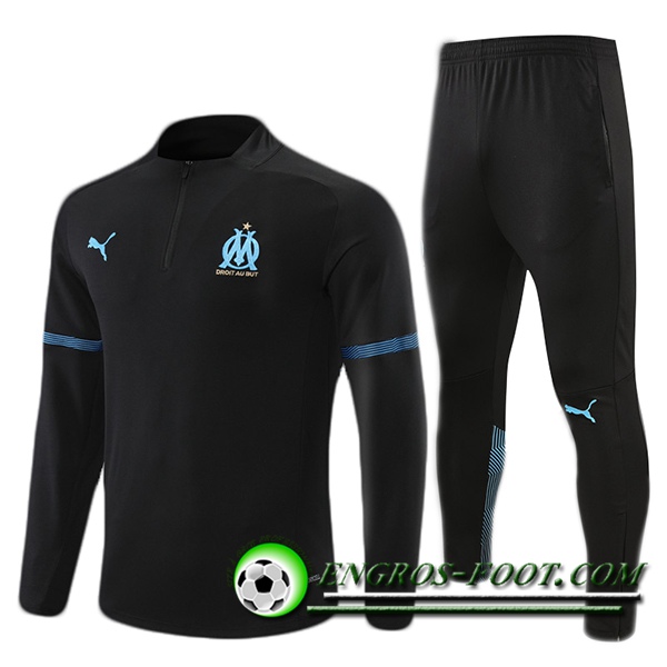 Ensemble Survetement de Foot Marseille OM Enfant Noir/Bleu 2021/2022