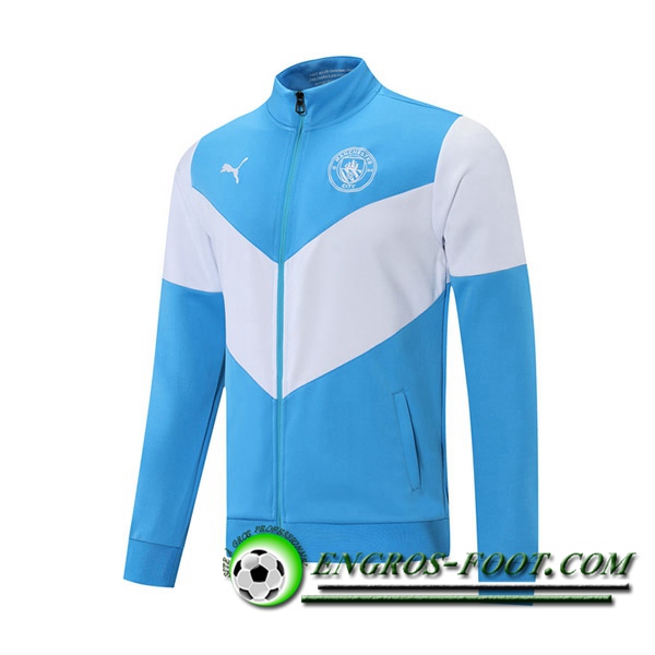 Nouveaux Veste Foot Manchester City Bleu/Blanc 2021/2022