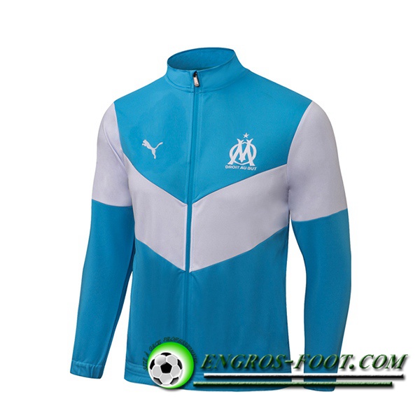 Nouveaux Veste Foot Marseille OM Bleu/Blanc 2021/2022